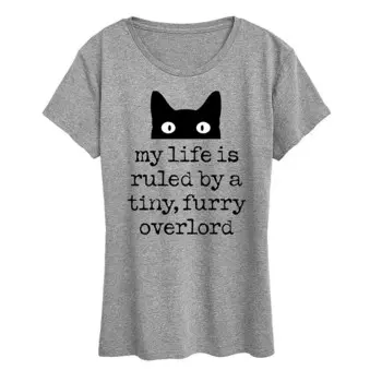 Женская футболка с изображением кота Tiny Overlord Ruled By Life Ruled By Tiny Overlord Licensed Character, цвет Heather Gray