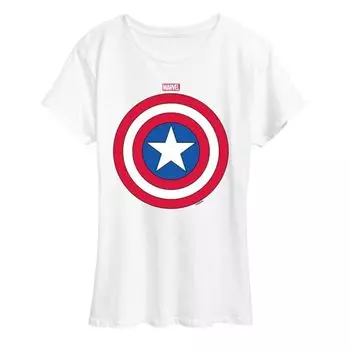Женская футболка с изображением щита Капитана Америки Marvel, белый