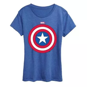 Женская футболка с изображением щита Капитана Америки Marvel, синий