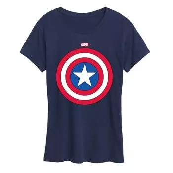 Женская футболка с изображением щита Капитана Америки Marvel, синий