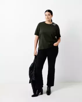 Женская футболка с коротким рукавом и аппликацией Couchel, цвет 520 Kaki