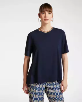 Женская футболка с коротким рукавом и аппликацией на спине Elena Mir, синий