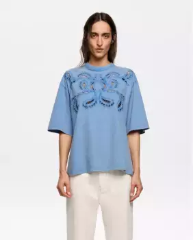 Женская футболка с коротким рукавом и ажурной вязкой Bimba y Lola, синий