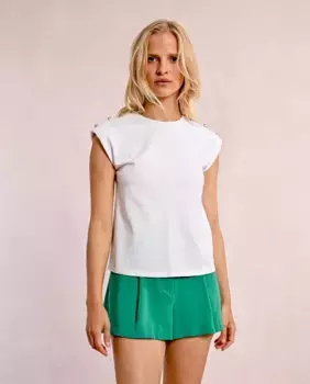 Женская футболка с коротким рукавом и декоративными пуговицами Molly Bracken, белый