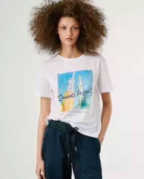 Женская футболка с коротким рукавом и фотопринтом Pepe Jeans, белый