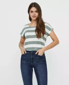 Женская футболка с коротким рукавом и круглым вырезом Vero Moda, цвет Musgo