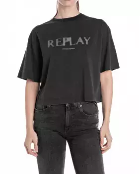 Женская футболка с коротким рукавом и круглым вырезом Replay, черный