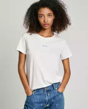Женская футболка с коротким рукавом и логотипом Pepe Jeans, белый