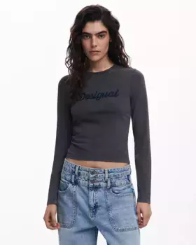 Женская футболка с коротким рукавом и логотипом спереди Desigual, синий
