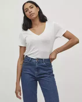 Женская футболка с коротким рукавом и люрексом Vila, белый