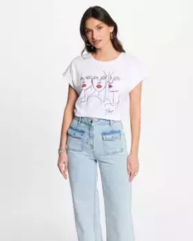 Женская футболка с коротким рукавом и надписью Morgan, белый