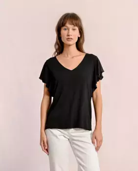 Женская футболка с коротким рукавом и оборками Molly Bracken, черный