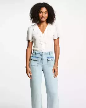 Женская футболка с коротким рукавом и оборками Morgan, белый