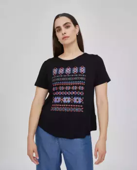 Женская футболка с коротким рукавом и позиционным принтом October, черный