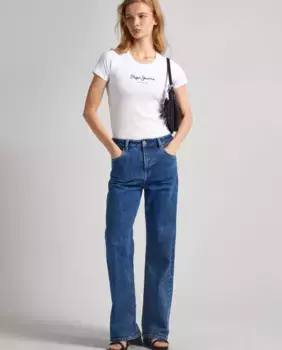 Женская футболка с коротким рукавом и принтом логотипа Pepe Jeans, белый