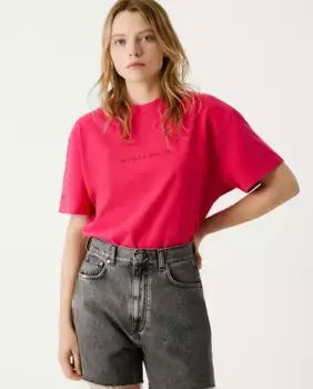 Женская футболка с коротким рукавом и принтом на спине Pepe Jeans, фуксия