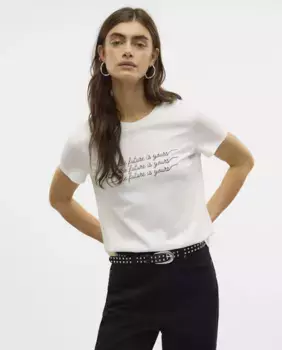 Женская футболка с коротким рукавом и принтом Vero Moda, белый