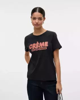 Женская футболка с коротким рукавом и принтом Vero Moda, черный
