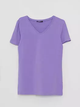 Женская футболка с коротким рукавом и прямым V-образным вырезом LCWAIKIKI Classic