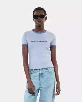 Женская футболка с коротким рукавом и трафаретной печатью The Kooples, голубой