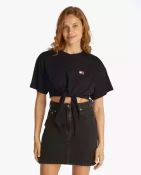 Женская футболка с коротким рукавом и укороченным кроем Tommy Jeans, черный