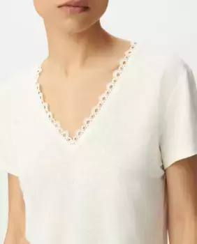 Женская футболка с коротким рукавом и V-образным вырезом IKKS, цвет Crudo