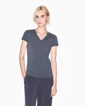 Женская футболка с коротким рукавом и V-образным вырезом Armani Exchange, темно-серый