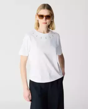 Женская футболка с коротким рукавом и заклепками на горловине Escorpion, белый