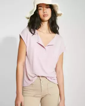 Женская футболка с коротким рукавом и застежкой на пуговицы Nalle, розовый