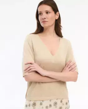 Женская футболка с коротким рукавом из трикотажа Vila, бежевый