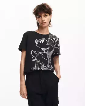 Женская футболка с коротким рукавом Минни Маус Desigual, черный