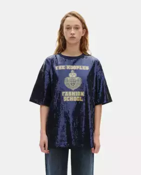 Женская футболка с коротким рукавом, пайетками и трафаретной печатью The Kooples, синий