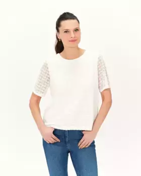 Женская футболка с коротким рукавом с эффектом вышивки Caroll, цвет Crudo