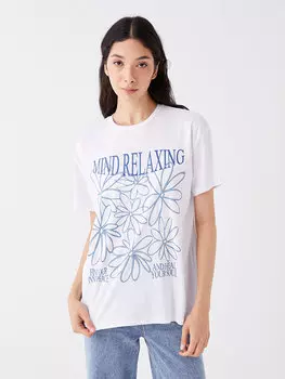 Женская футболка с коротким рукавом с круглым вырезом и принтом XSIDE, буксе белый