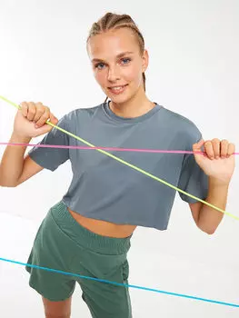 Женская футболка с коротким рукавом с круглым вырезом и принтом LCW Active