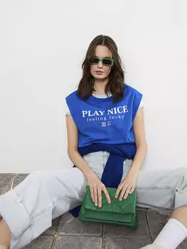 Женская футболка с коротким рукавом с круглым вырезом и принтом LCW Casual