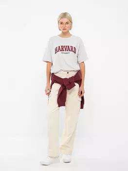 Женская футболка с коротким рукавом с круглым вырезом и принтом LCW Casual