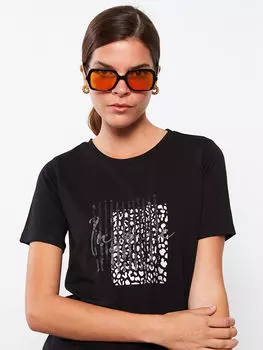 Женская футболка с коротким рукавом с круглым вырезом и принтом LCWAIKIKI Classic