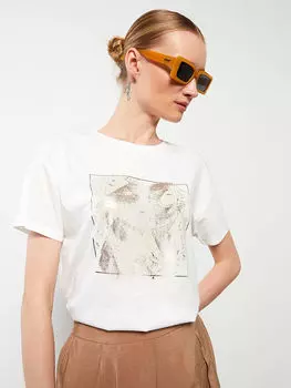 Женская футболка с коротким рукавом с круглым вырезом и принтом LCWAIKIKI Classic