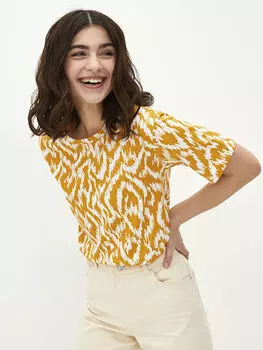 Женская футболка с коротким рукавом с круглым вырезом и узором LCW Casual