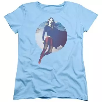 Женская футболка с коротким рукавом Supergirl Cloudy Circle Licensed Character, цвет Light Blue