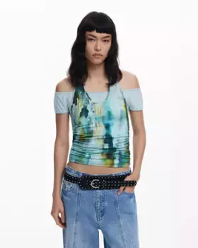 Женская футболка с коротким съемным рукавом Desigual, желтый