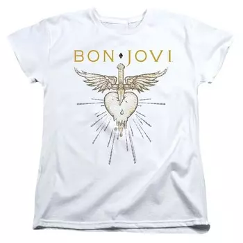 Женская футболка с короткими рукавами Bon Jovi Greatest Hits Licensed Character, белый