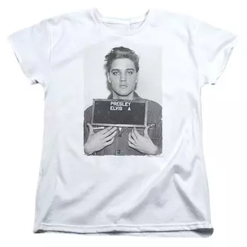 Женская футболка с короткими рукавами Elvis Presley Army Mug Shot Licensed Character, белый