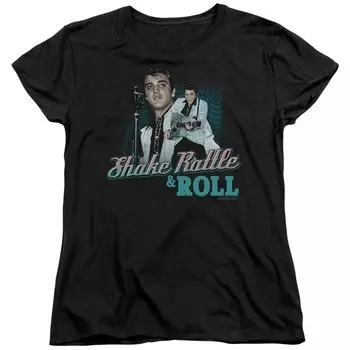 Женская футболка с короткими рукавами Elvis Presley Shake Rattle & Roll Licensed Character, черный