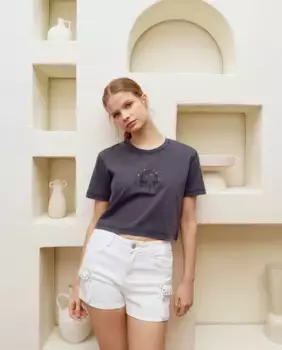 Женская футболка с короткими рукавами и эффектом потертости Green Coast, черный