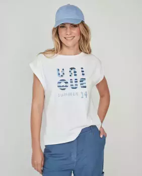 Женская футболка с короткими рукавами и акварельным надписем & Me Unlimited, цвет Crudo