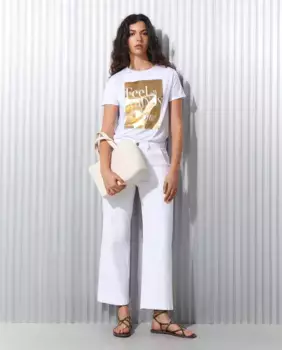 Женская футболка с короткими рукавами и анималистичным принтом Easy Wear, белый