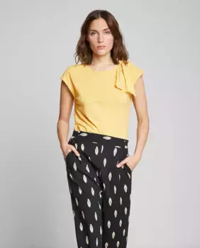 Женская футболка с короткими рукавами и бантом Trucco, жёлтый