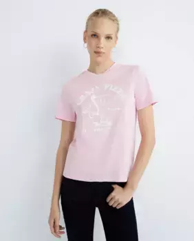 Женская футболка с короткими рукавами и графическим принтом Pieces, розовый